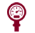 A red and white key featuring a distinctive circular design, showcasing its unique and artistic appearance.