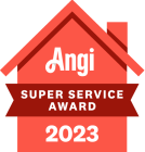 Angi Super Service Award 2023 trophy showcasing excellence in customer service and satisfaction in the home improvement industry.